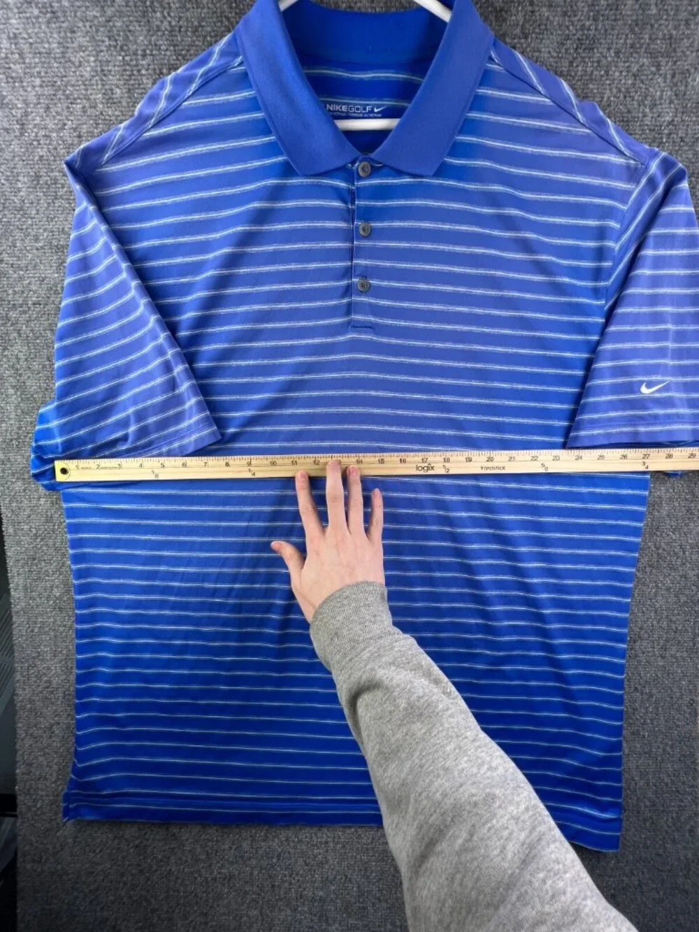 Nike Golf Short Sleeve Polo Shirt Men’s Striped Blue White 2XL Stretch Sun Faded